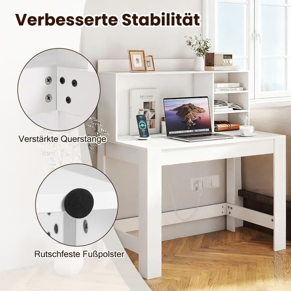 Databord med hylle, strømuttak og kabelhåndtering