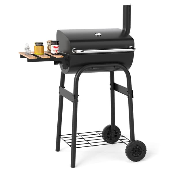 Kolgrill med fällbart sidobord och termostat