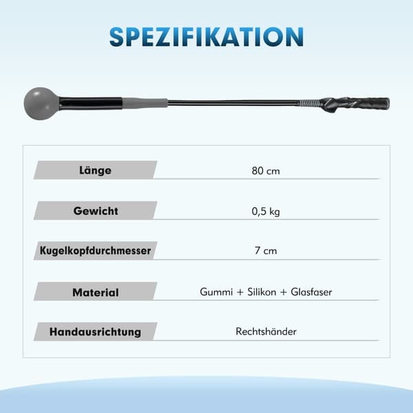 Golf swing trenerhjelpemiddel, 80 cm, vekthode, grå