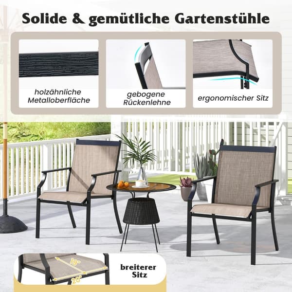Utomhusstolar Set om 2, Andningsbart Tyg, Metallram
