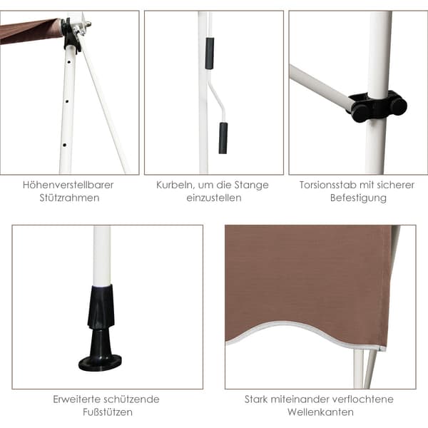 250 cm justerbar UV-resistent markis för balkong