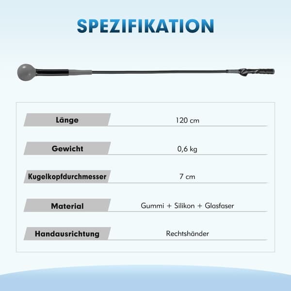 Golf swing trenerhjelpemiddel, 120 cm, vekthode, grå