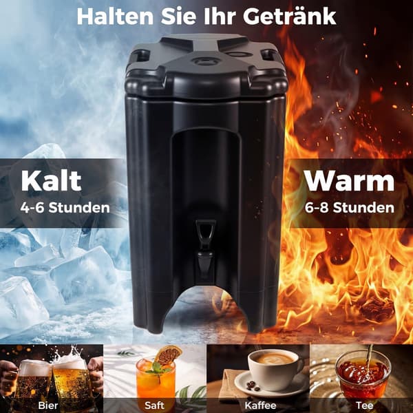 16,5L isoleret drikkevaredispenser med tap, sort