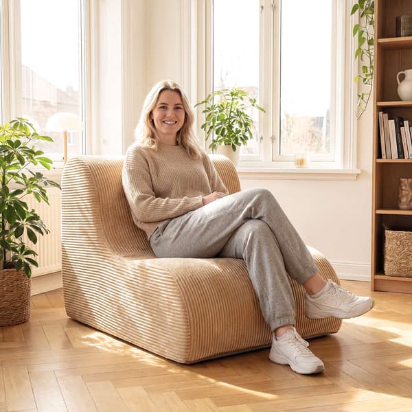 Buet gulvsofa, maskinvaskbart trekk, beige