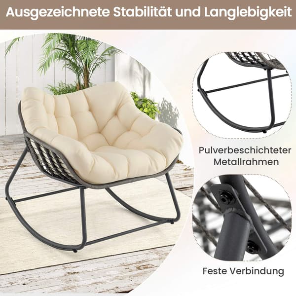 Overdimensjonert uteplassstol med rotting og egg, beige