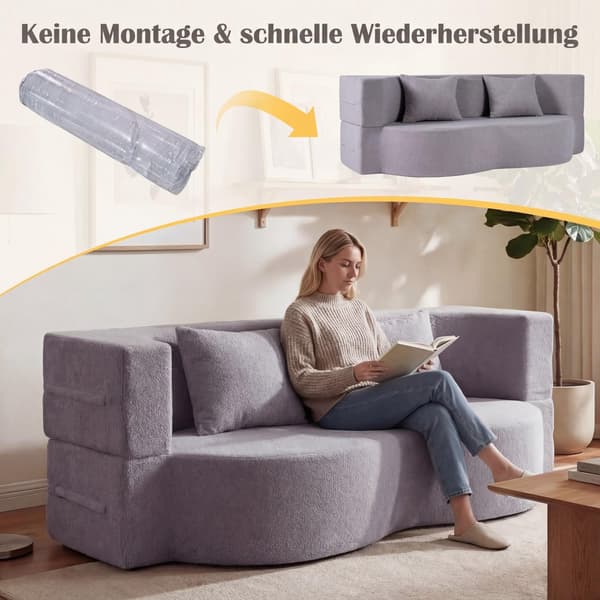 Sovesofa, teddyfleece, 192,5 cm, hvit