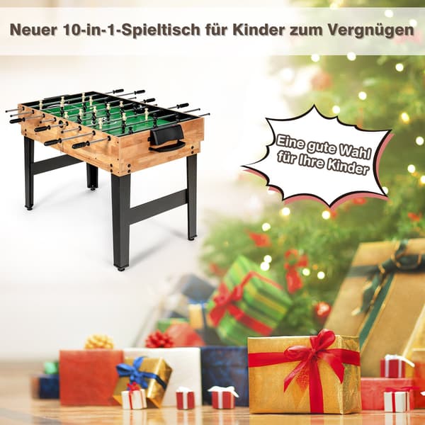 10-i-1 multispilbord: Bordfodbold, hockey, billard