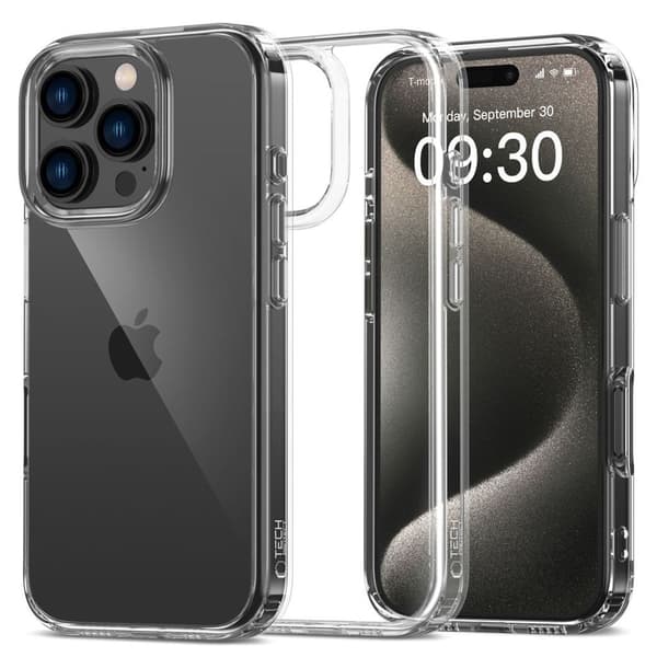 Tech-Protect Flexair Hybrid-cover til iPhone 16 Pro - Gennemsigtig