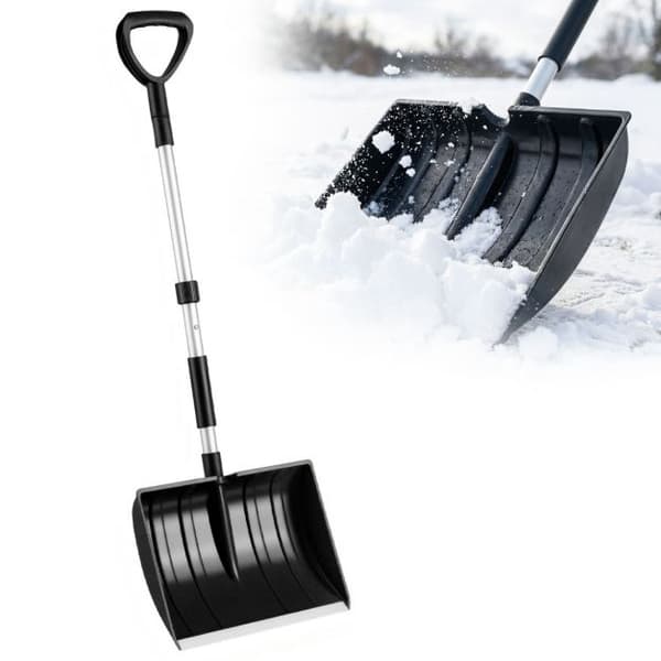 Snøspade, lett D-grep, aluminiumskant, svart