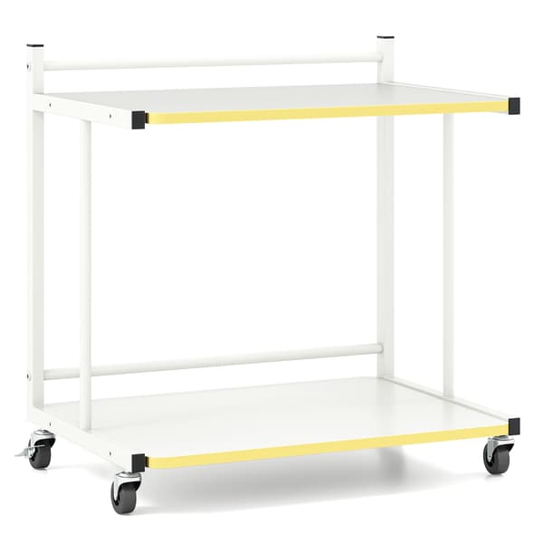 Rullende sidebord med 2 hyller, C-formet, hvit