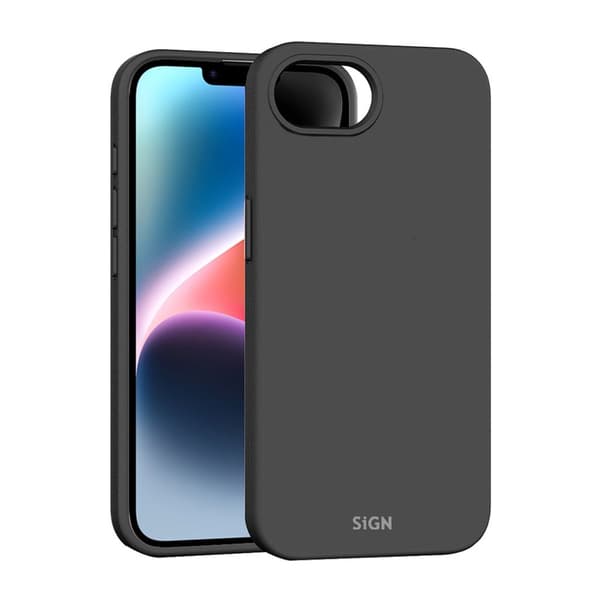 SiGN flydende silikone-cover til iPhone 16e - sort