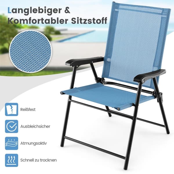 Hopfällbara utomhusstolar, set om 2, blå, 65x60x93 cm