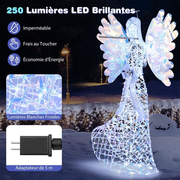 LED-juleengeldekorasjon, 1,58 m, 250 LED-lys, hvit