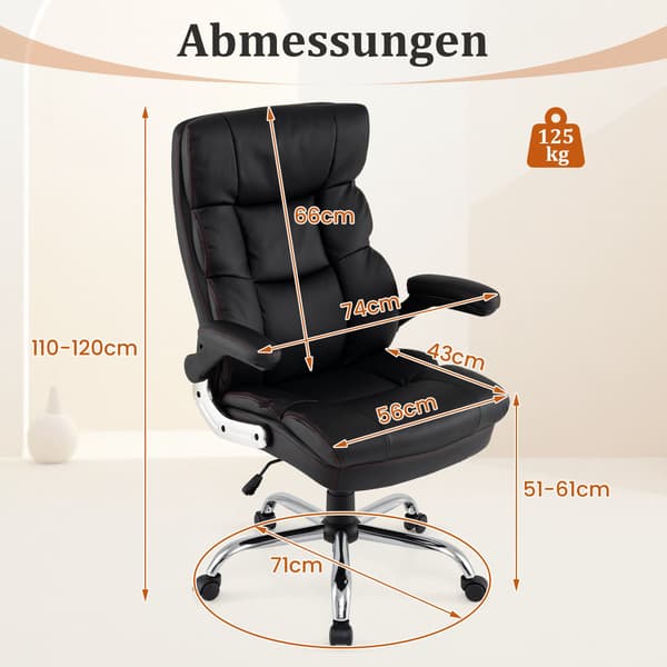 Ergonomisk kontorstol med foldbare armlæn og lænefunktion