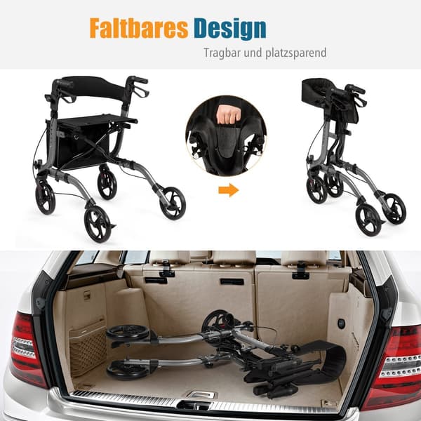 Letvægts, foldbar rollator med justerbar højde