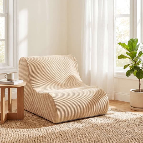 Böjd golvsoffa, maskintvättbart överdrag, beige