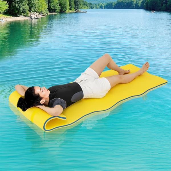 Flydende vandpude, 225 x 61 cm 3-lags XPE-skum, elastisk tether