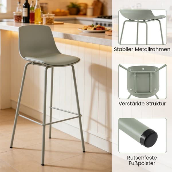 4-delt barstolsæt, kunstlæder, ergonomisk ryglæn