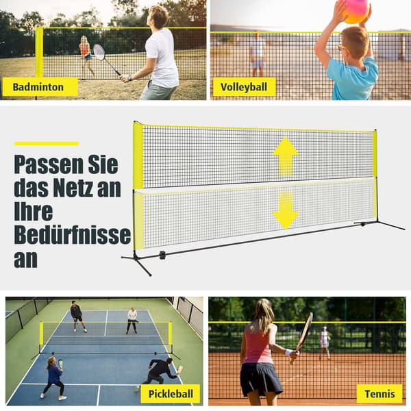 Justerbart badmintonnetsæt med stativ og bæretaske