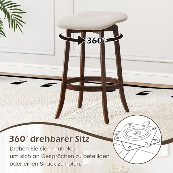 Drejebarstole, sæt med 2, polstrede sæder, brun