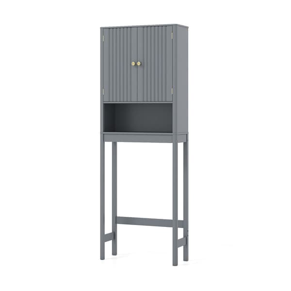 Toiletskab med justerbar hylde, grå MDF