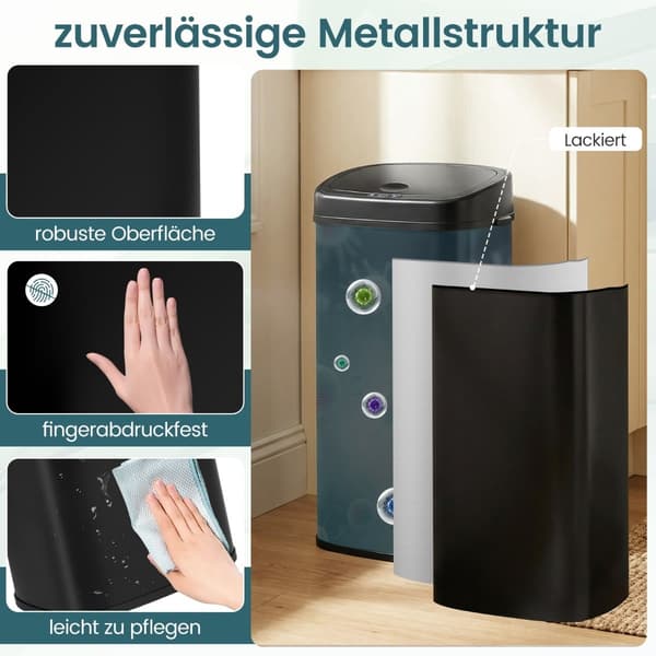 68L automatisk sensor skraldespand – dobbeltzone, sort