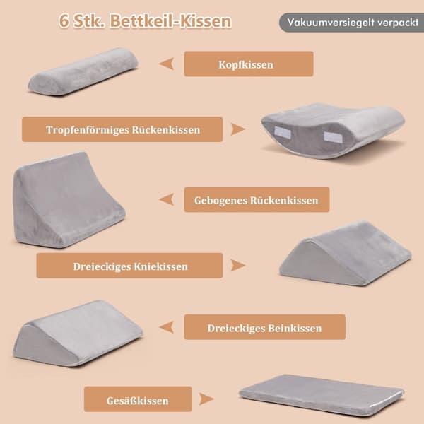 6-delt memory foam kilepudesæt til smertelindring
