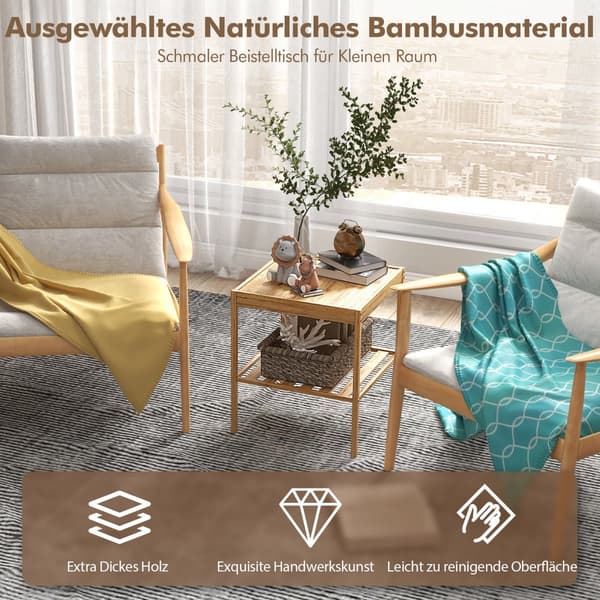 Bambus natborde, sæt med 2, 2-lags, 40x40x45 cm