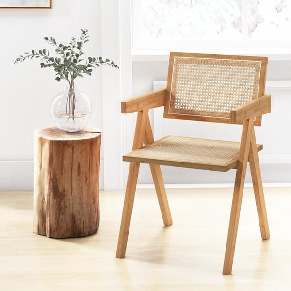 Matstolsset om 2, bambu och rotting, 50x52x81 cm