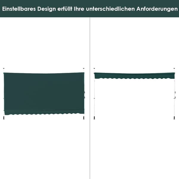 Utdragbar balkongmarkis, 400 cm, UV-resistent, grön