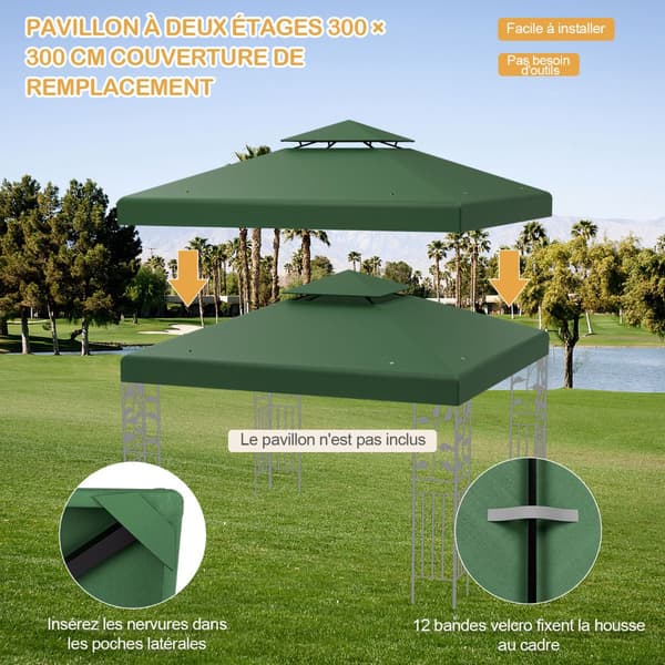 Paviljongens extratak 3 x 3 m, dubbelt lager, polyester