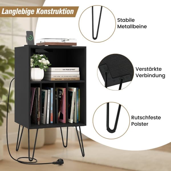 Platespillerstativ med ladestasjon og vinyloppbevaring
