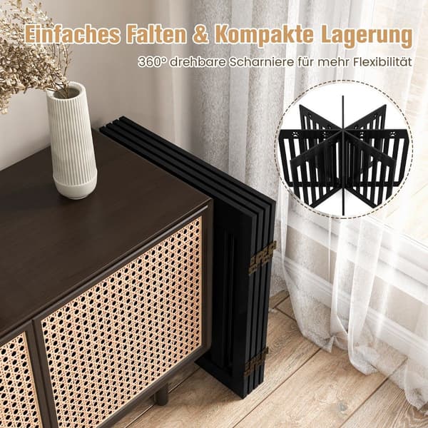 Sammenklappelig kæledyrslåge – 4 paneler, MDF, 203 x 60 cm, brun