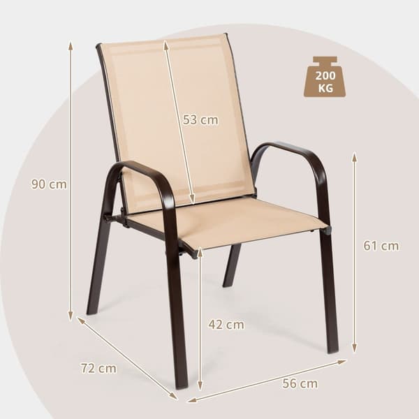 Trädgårdsstolar set om 2, beige, metallram