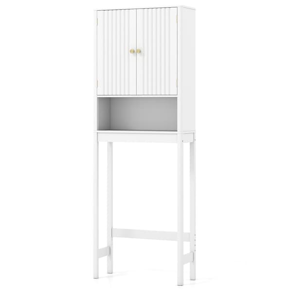 Toiletskab, justerbar hylde, hvid MDF