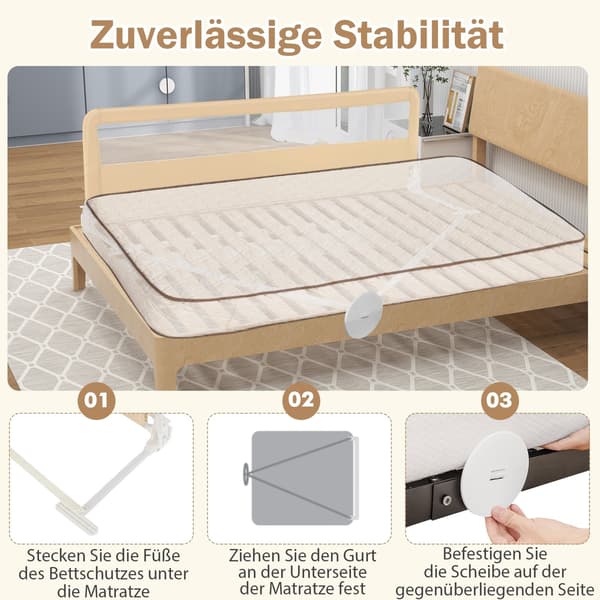 180 cm foldbar sengehest med sikkerhedsstropper, beige
