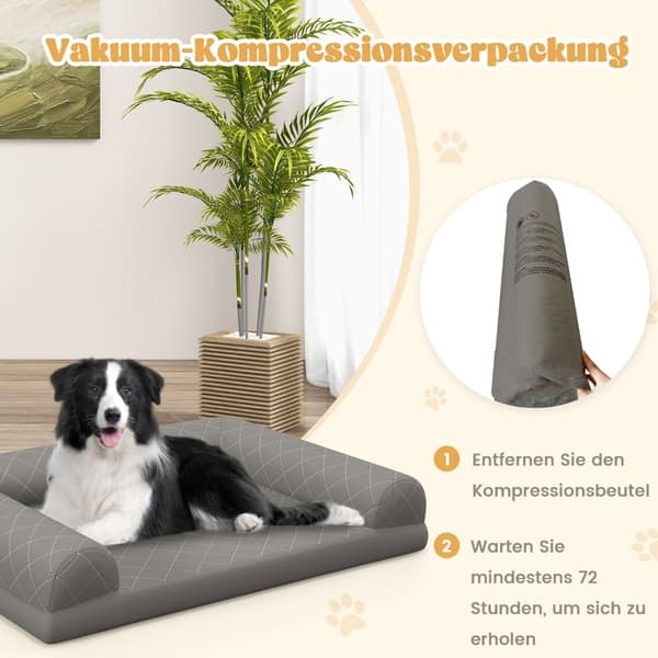 Ortopedisk hundeseng, medium, eggburskum, grå