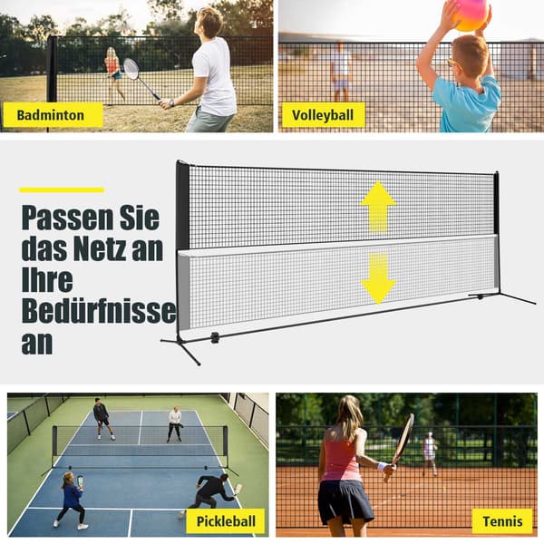 Justerbart badmintonnettsett med stativ og bæreveske