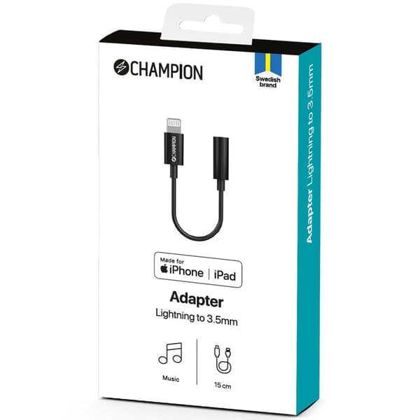 Lightning til 3,5 mm adapter, svart