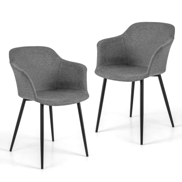 Set med 2 grå ergonomiska matstolar med linnesits