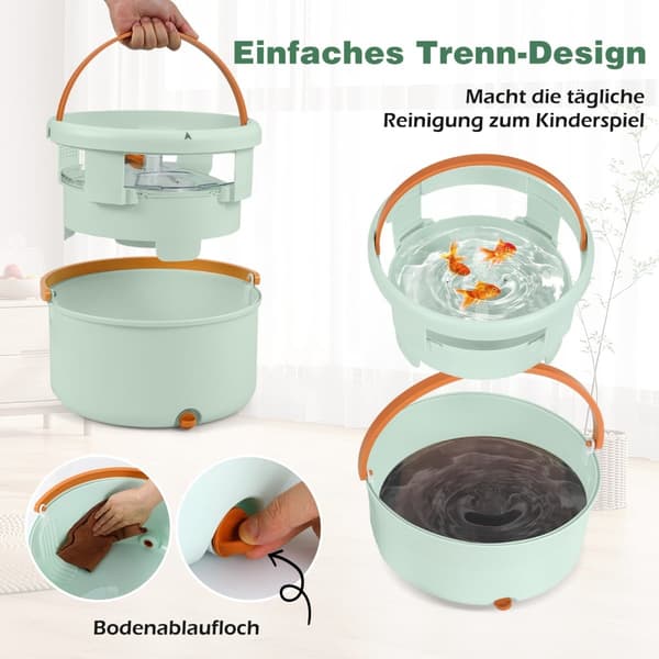 Flat gulvmopp og bøttesystem, 4 l, 360 rotasjon, grønn