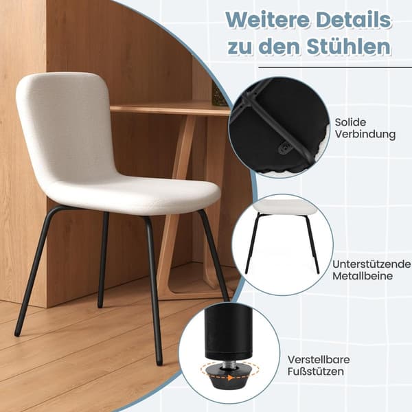 Matstolar Set om 4, Beige, Sammetskudde, Metallram