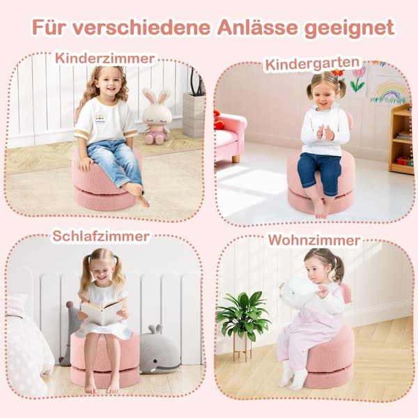 2-delte barnesvingstoler, rosa, buet rygg, skumsete
