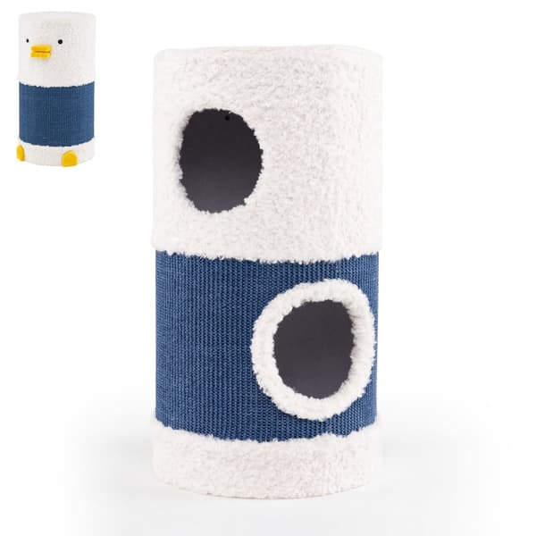 Kattehus i 2 niveauer med sisal kradsemåtte og gemmested