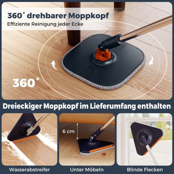 4L gulvmopp og bøttesystem med 360-graders rotasjonshode