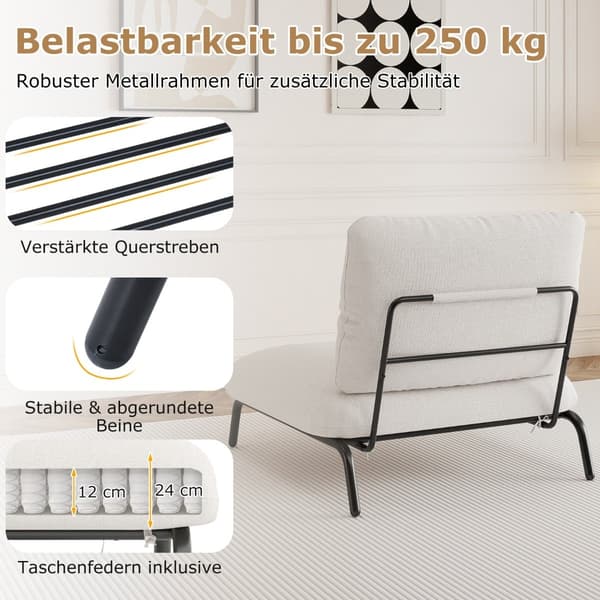 Stor accentstol, bred sits, 250 kg kapacitet, beige