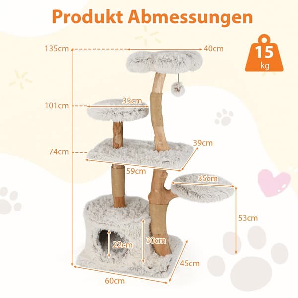 Kloretre 135 cm med hule, plysjsete og klorestativer