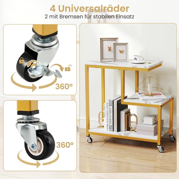 3-lags rullebord – marmorlook, G-formet design