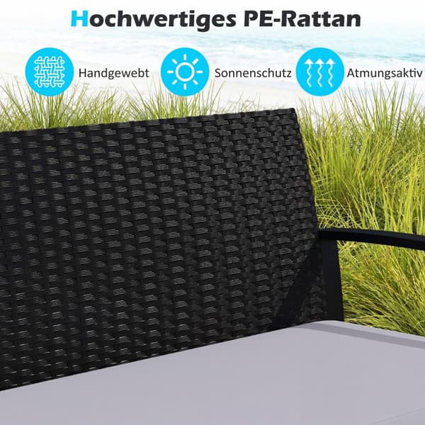 Rattan havemøbelsæt med hynder – grå