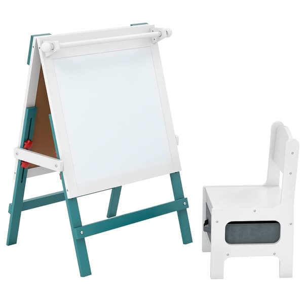 Justerbart børnestaffeli med tavle og whiteboard-sæt